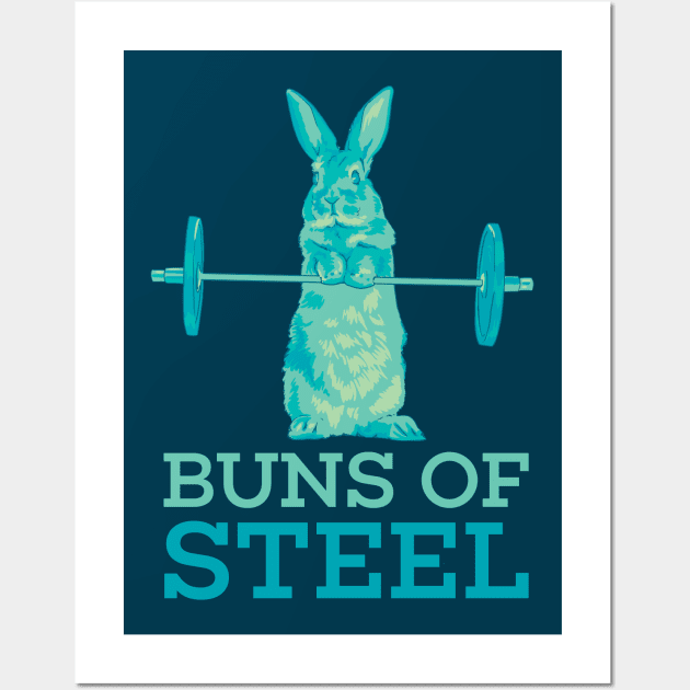 Buns of Steel Bunny Rabbit Pun Wall Art by polliadesign